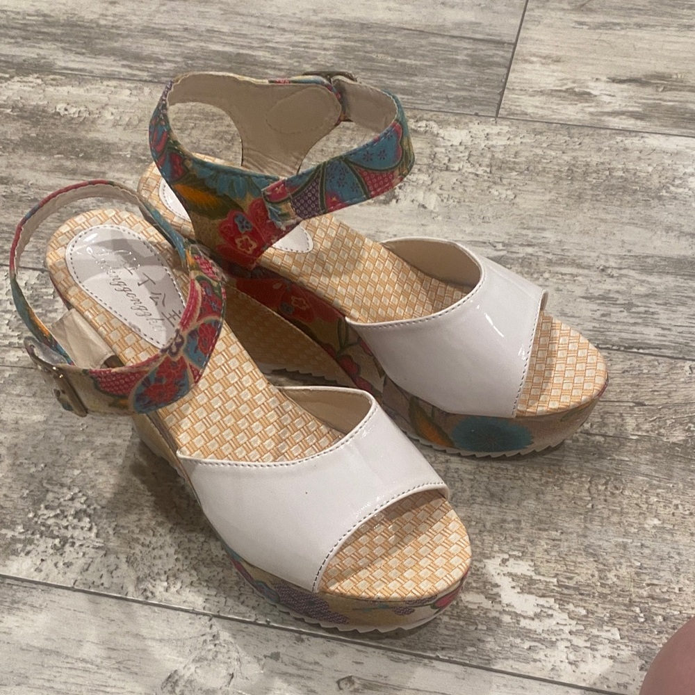 Colorful Floral Wedge Sandals